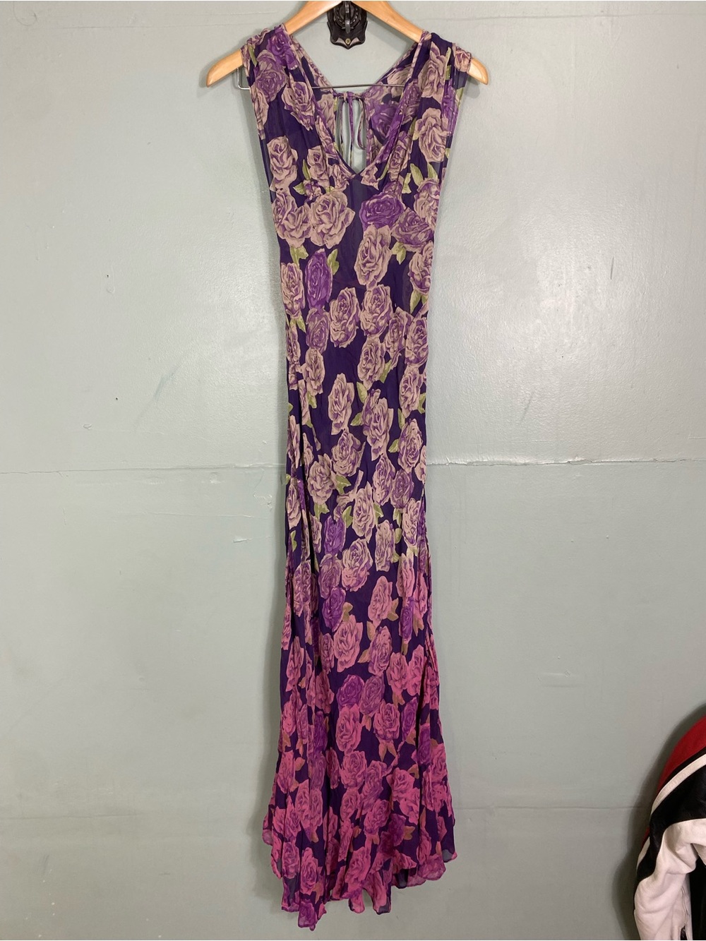 Free People Rose Garden Maxi Dress Purple Ombre Floral Size 4 MISSING SLIP DRESS - Picture 2 of 7